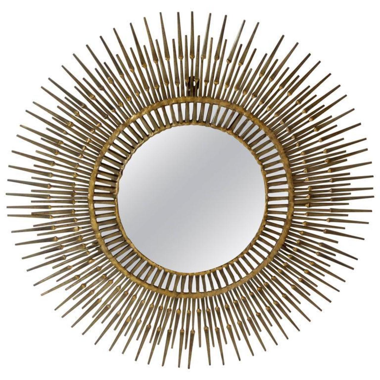 Curtis Jere Gilded Steel Sunburst Nail Mirror - Flessas Design